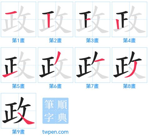 政的筆劃|政的筆順 國字「政」筆畫